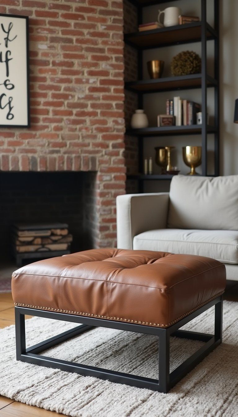 Industrial Metal Leg Ottoman For Urban Spaces