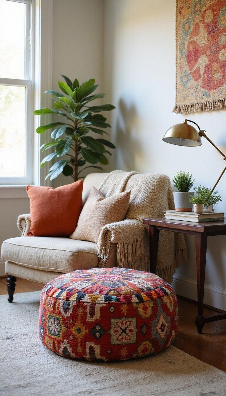 Kilim Pouf For Colorful Global Accents