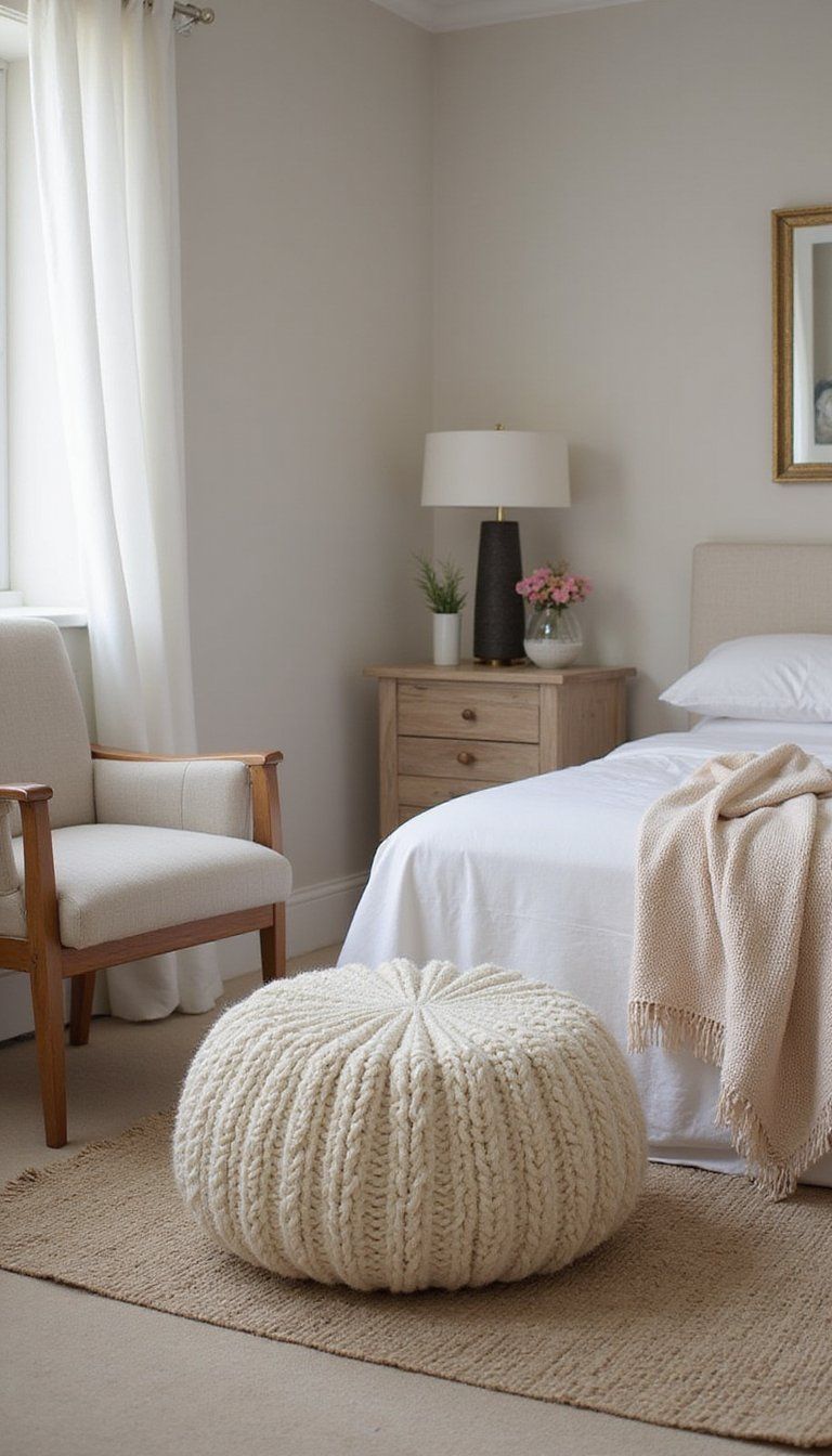 Knitted Pouf For Soft Textural Layers