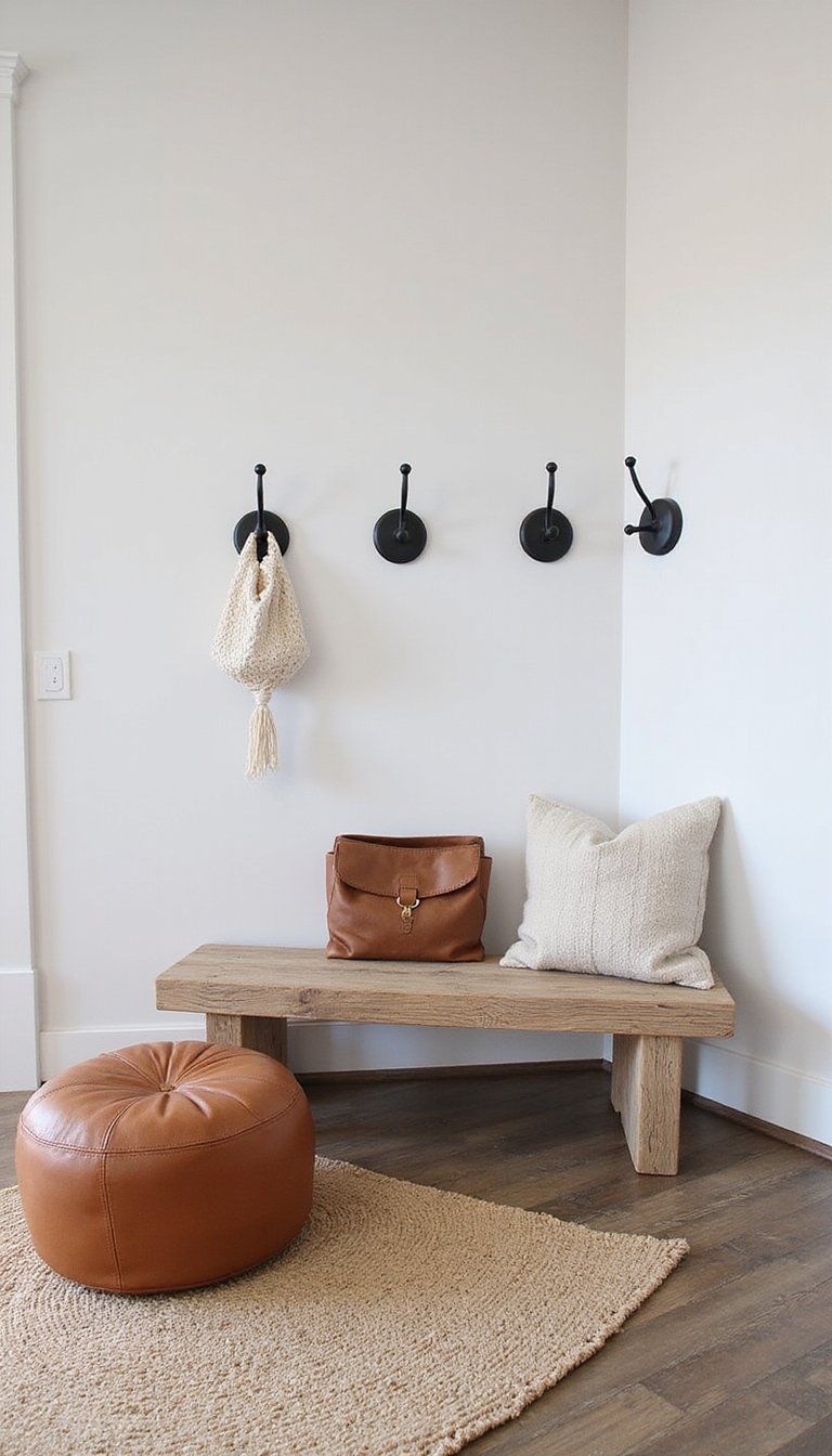 Leather Pouf For Rustic Modern Entryways