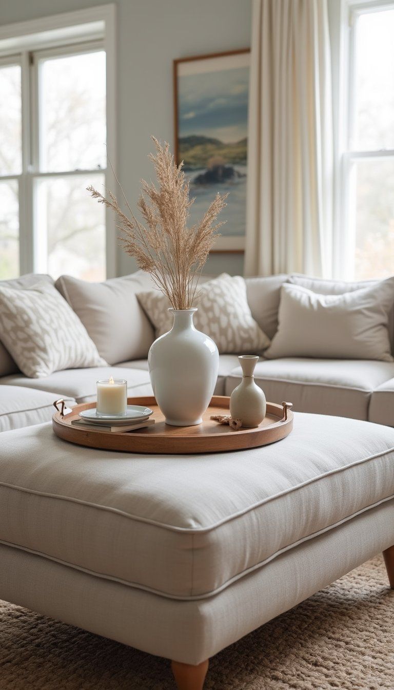 Ottoman With Tray To Double As Serving Surface