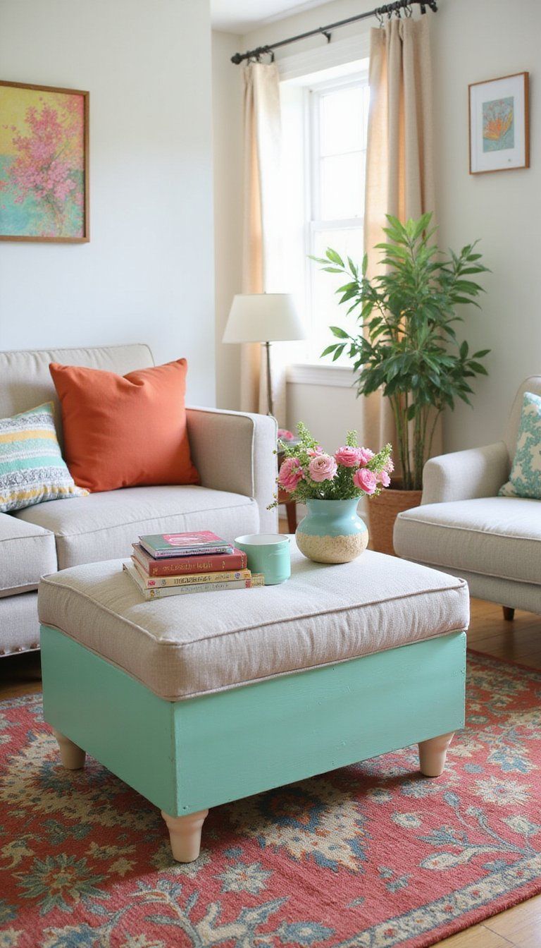 Painted Ottoman For Fun Color Pops