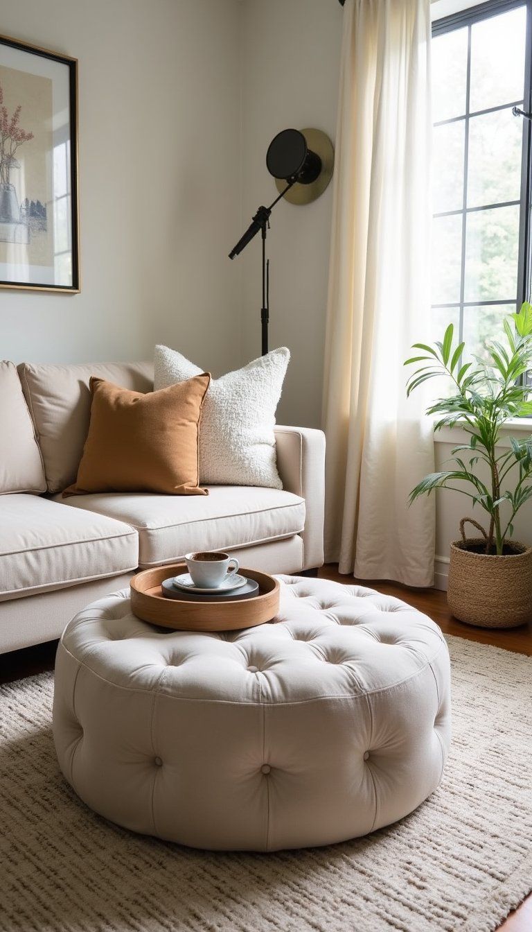 Tufted Round Ottoman As Coffee Table Alternative