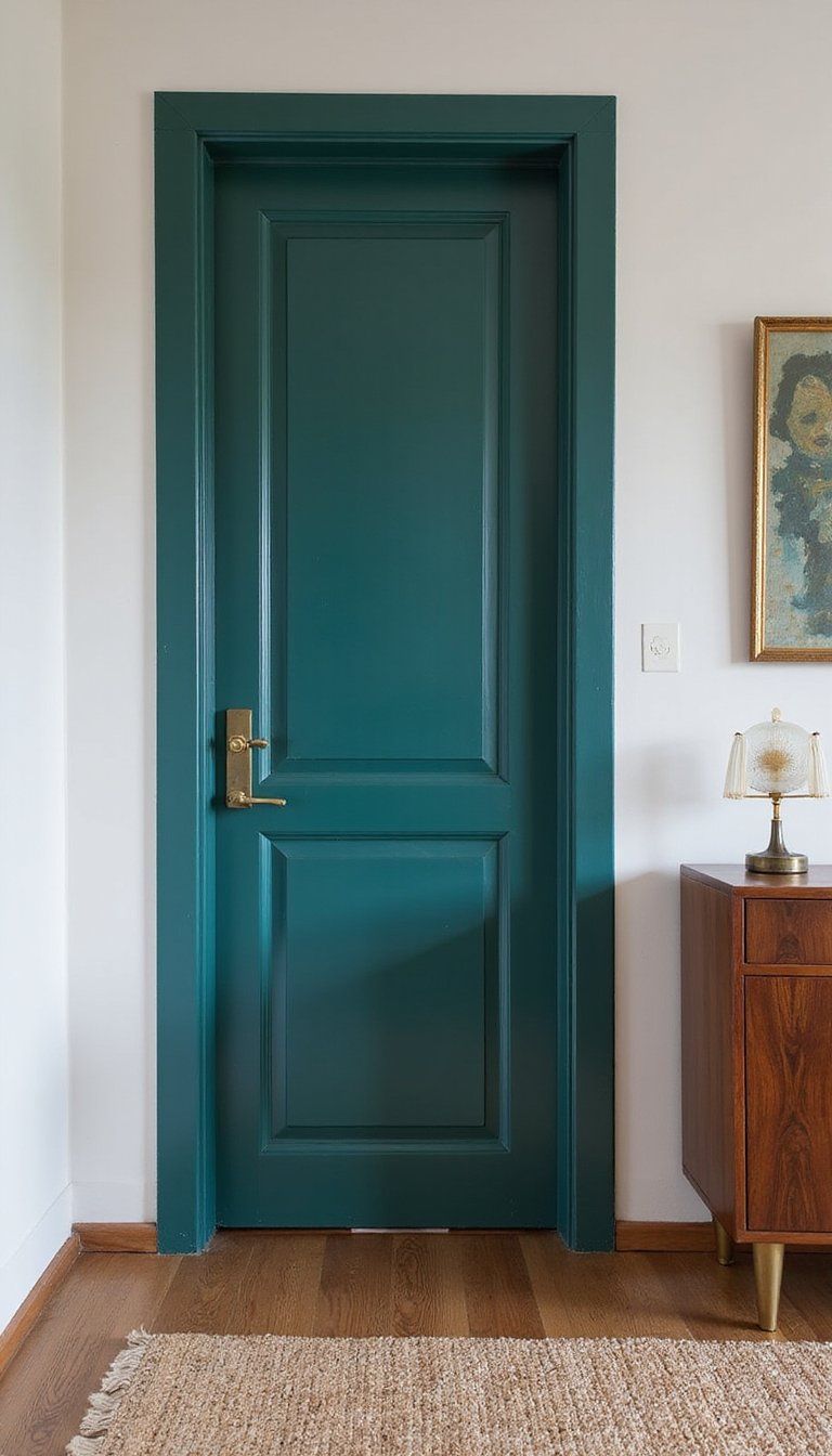 Deep Teal Midcentury Style Interior Door