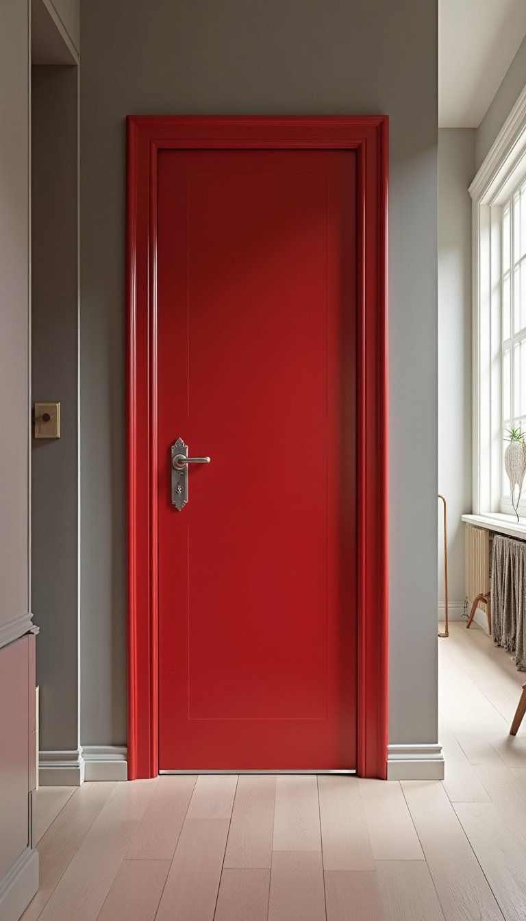 High-Gloss Red Accent Door For Drama