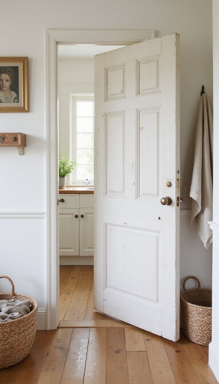 Pickled Whitewash Painted Door With Grain