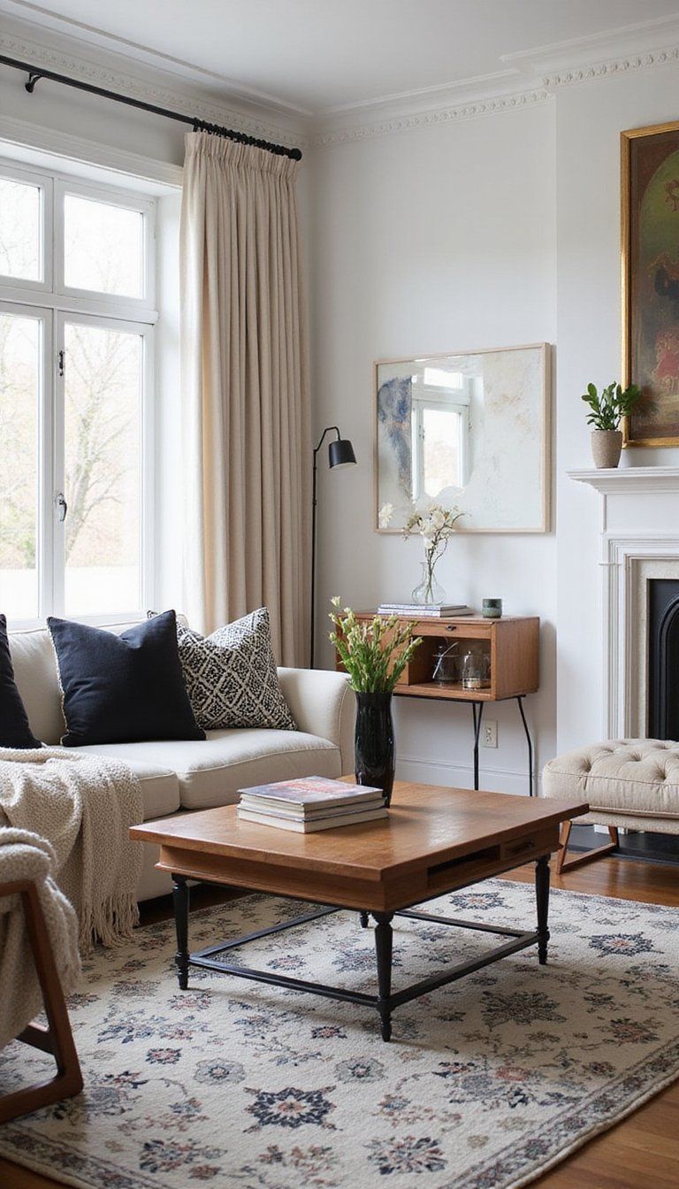 High-Contrast Black Accents With Warm Wood Tones