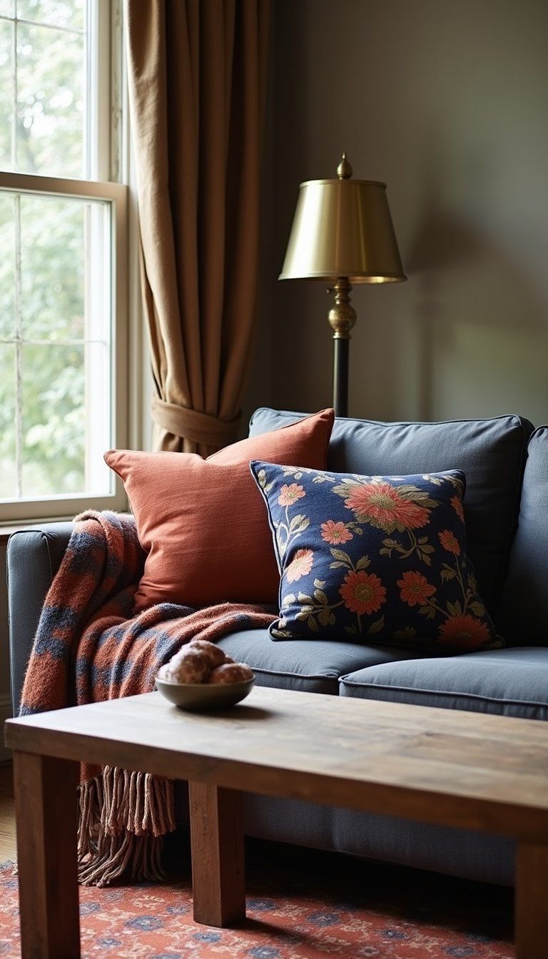 Rustic Plaid With Floral Scattered Accents