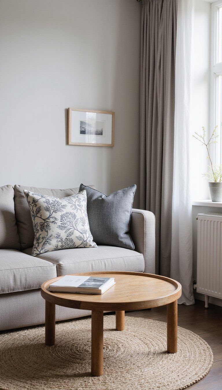 Soft Grayscale Florals With Warm Timber Elements