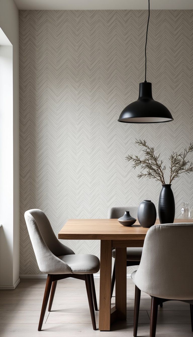Classic Herringbone Pattern For Dining Room Wall