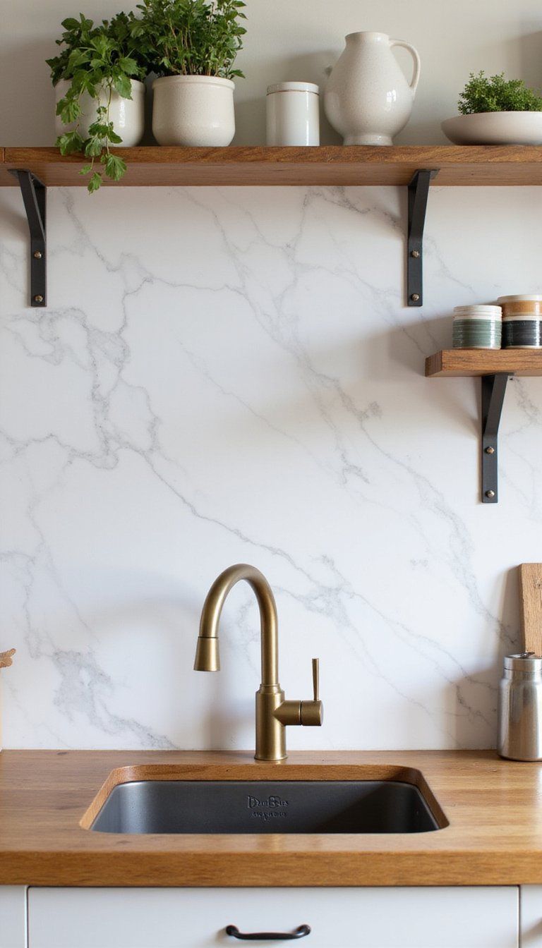 Faux Marble Peel And Stick For Kitchen Backsplash