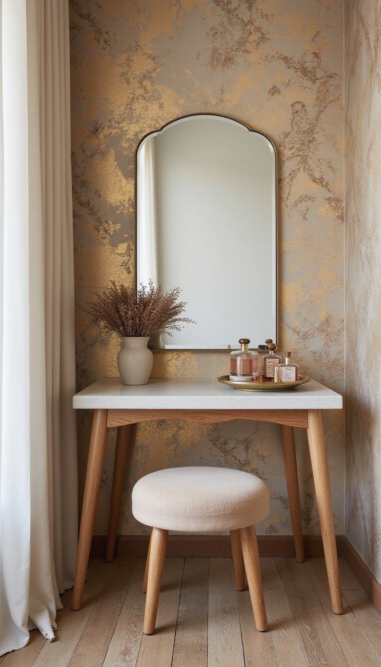 Marbled Metallic Accent For Glam Dressing Area