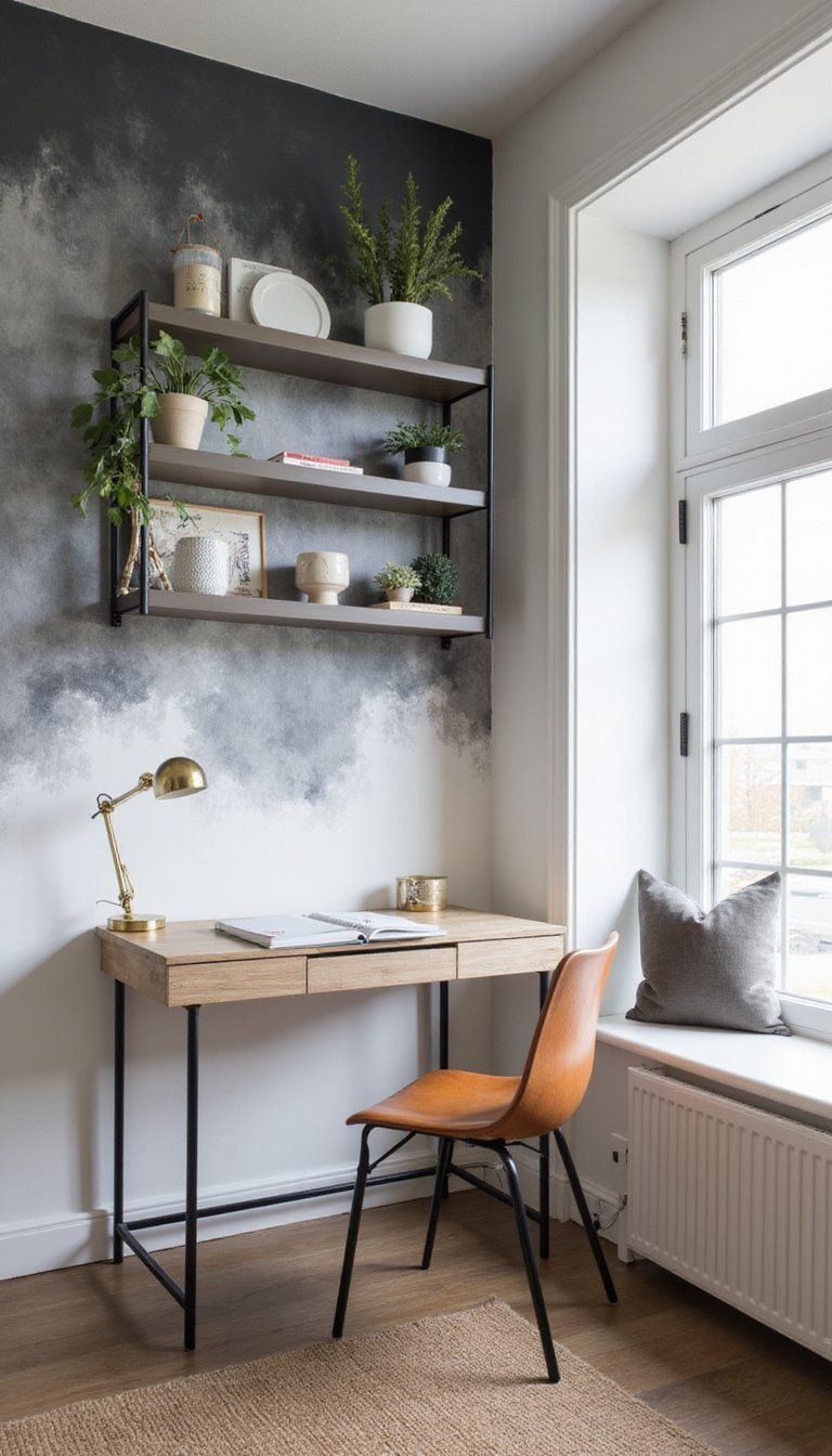 Monochrome Ink Wash For Contemporary Home Office