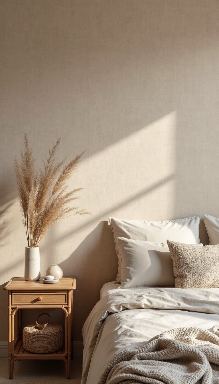 Textured Grasscloth Look For Cozy Bedroom