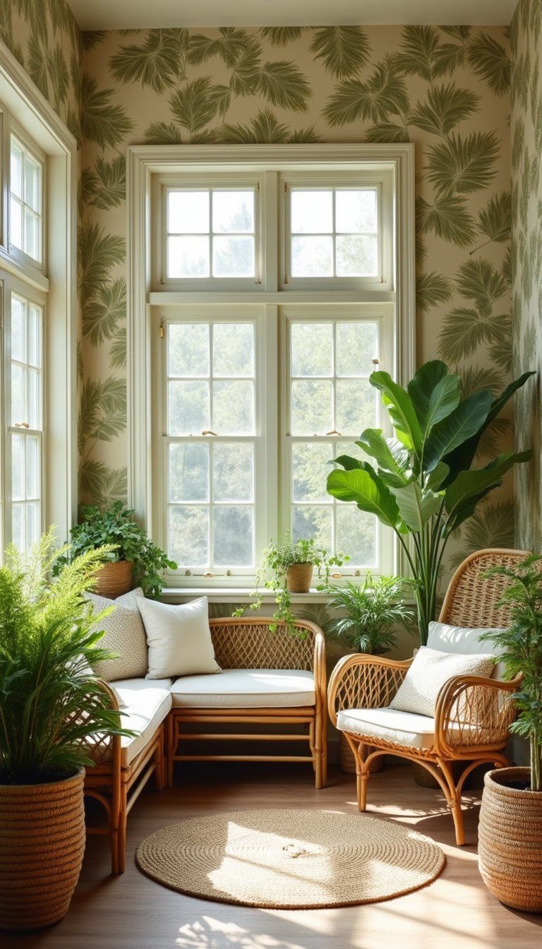 Tropical Palm Print For Sunroom Or Nook