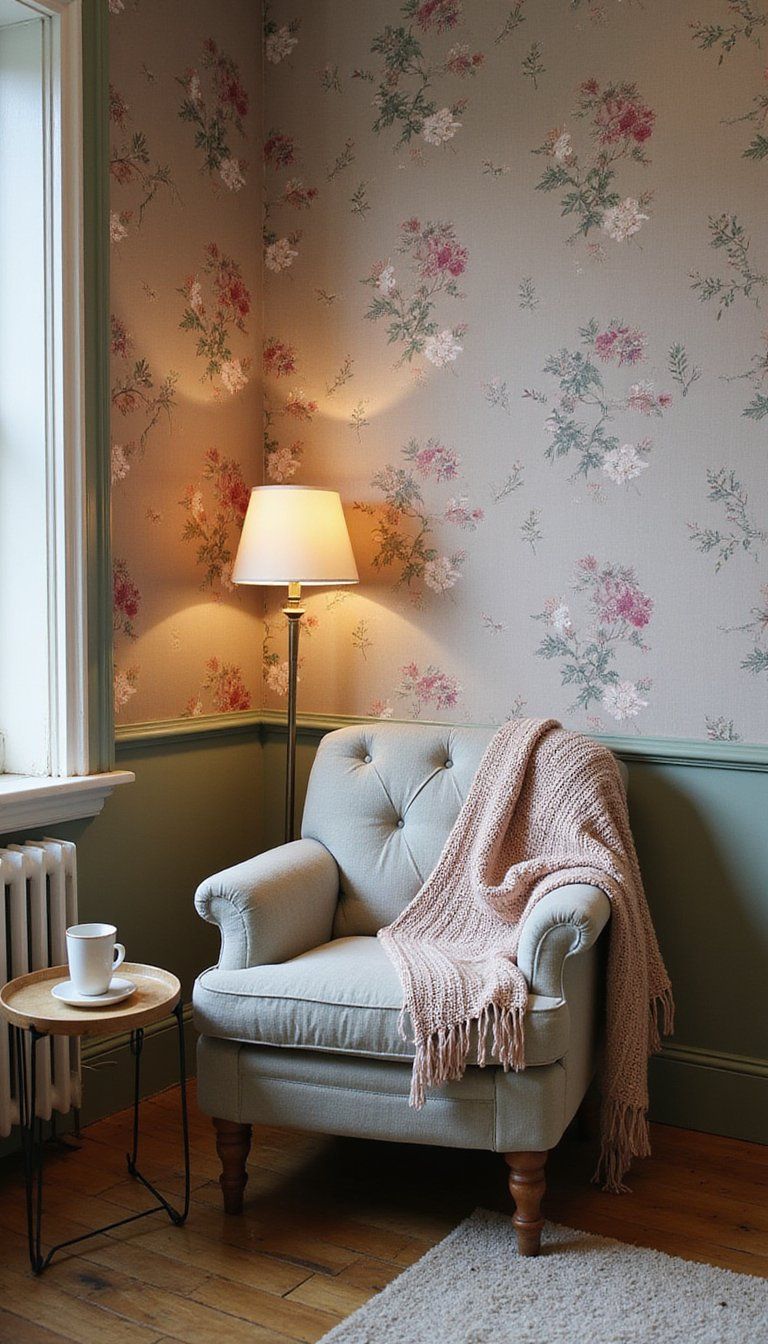 Vintage Floral Wallpaper For Cozy Reading Corner