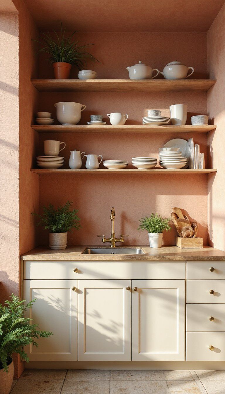 Warm Terracotta Clay Look For Cozy Kitchen Nook
