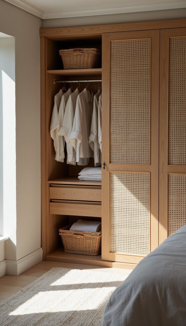 Cane Doors On A Modern Wardrobe