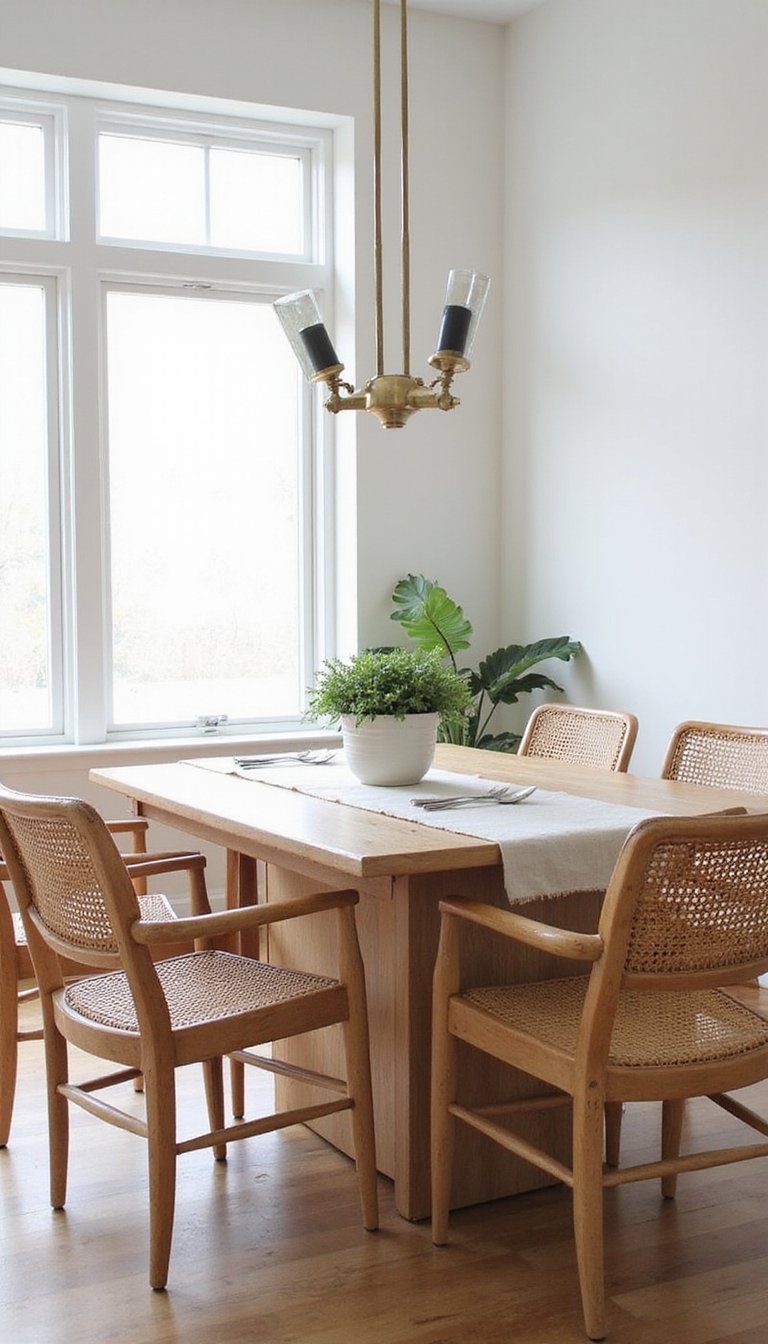 Dining Area With Rattan Backed Chairs