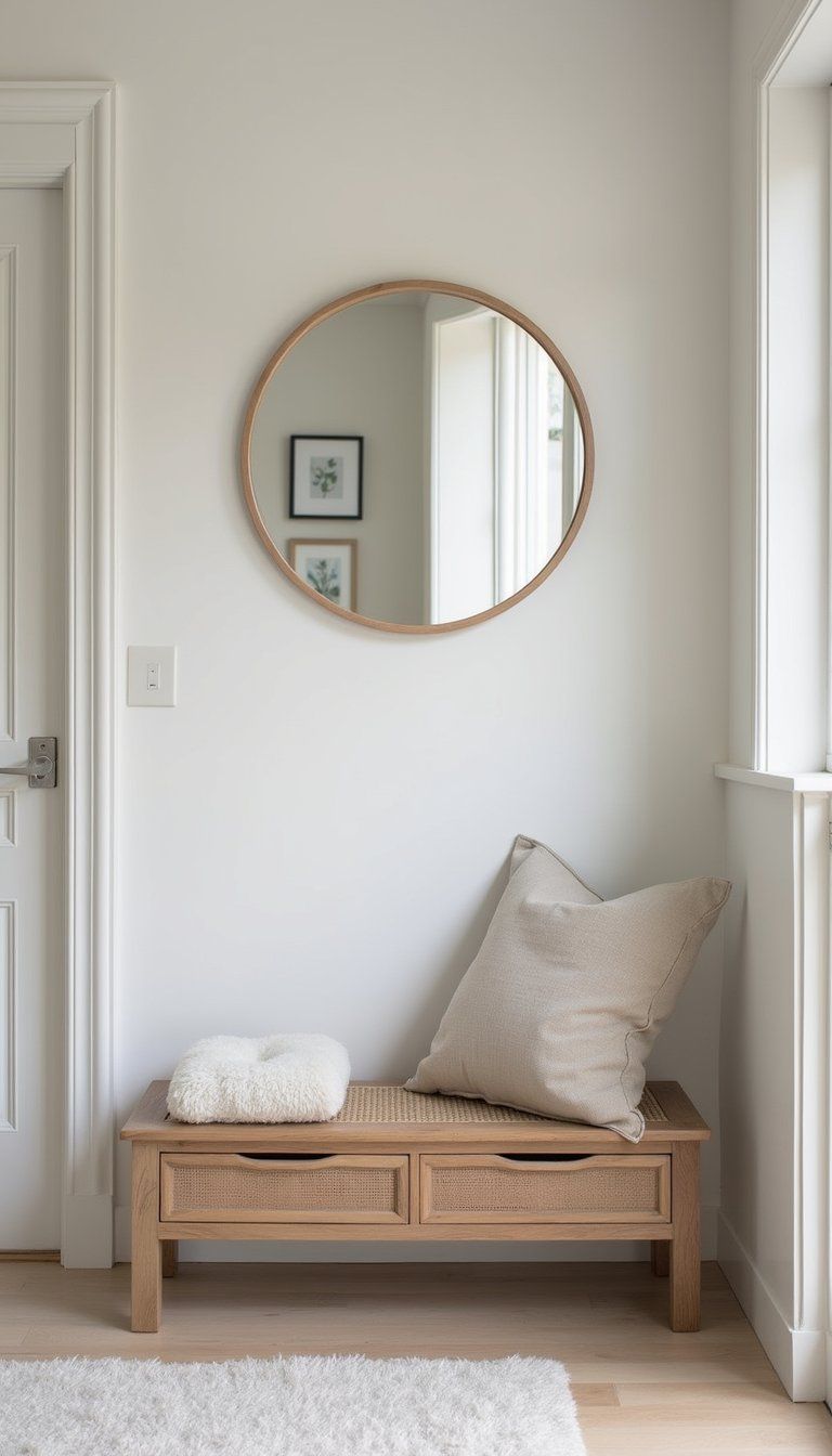 Minimalist Hall Bench With Cane Drawer