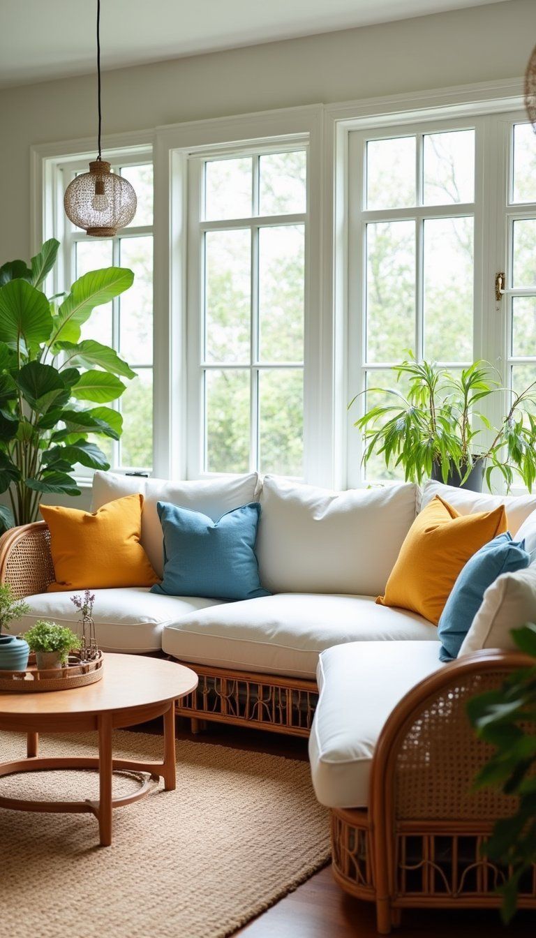 Sunroom Lounge With Oversized Rattan Sofa