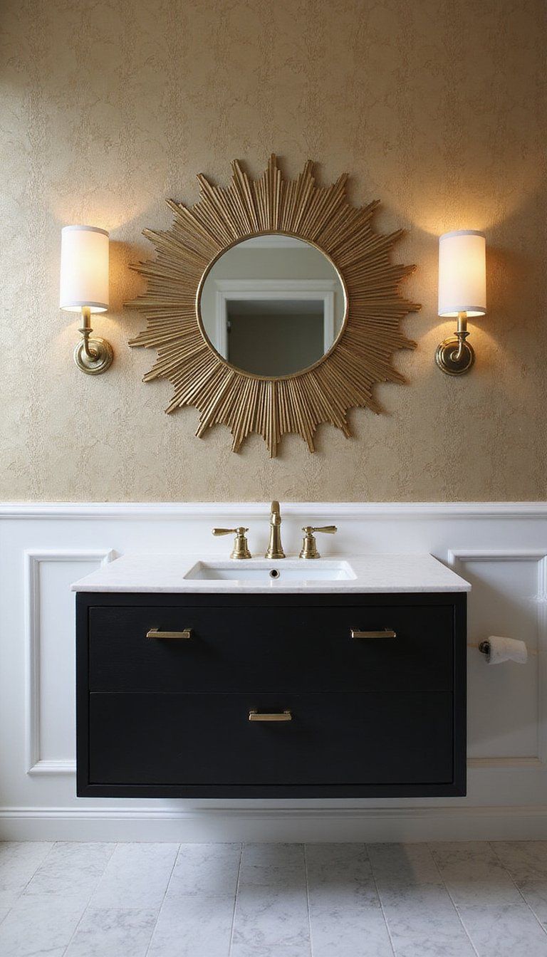 Art Deco Geometric Wallpaper And Mirrors