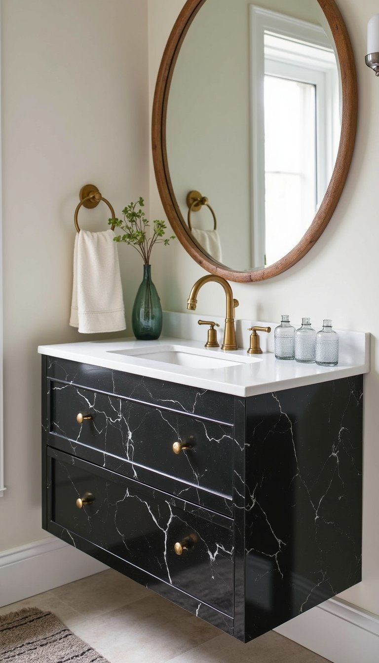 Black Marble With Brass Hardware Combo