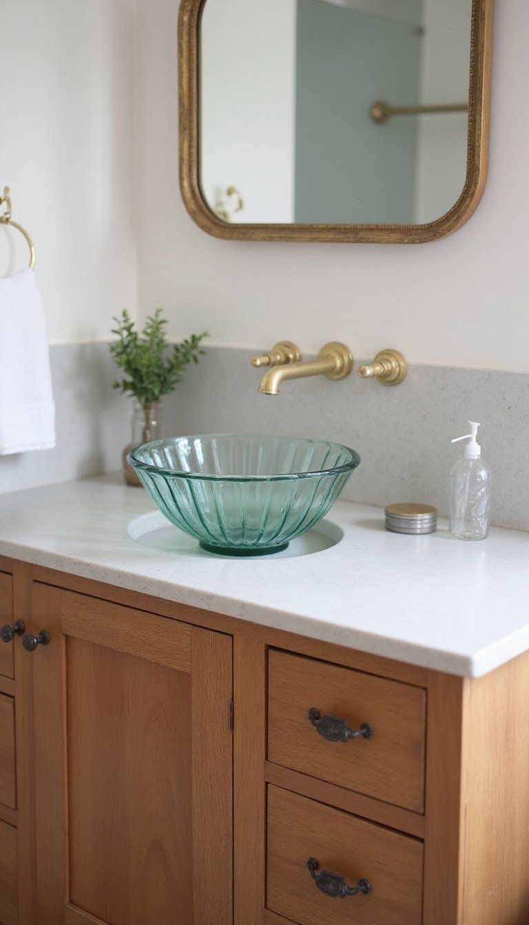 Fluted Glass Sink And Curved Faucets