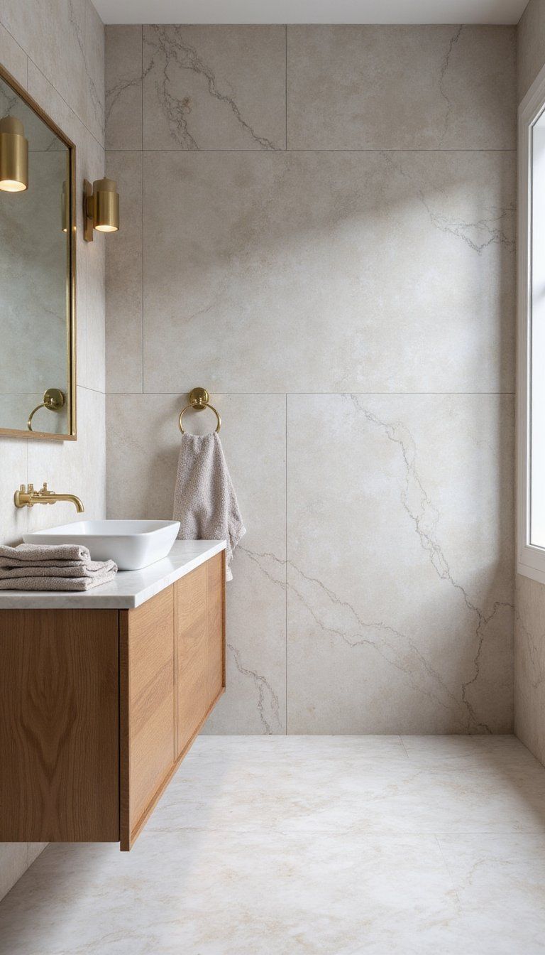Marble-Look Porcelain With Sculptural Lighting Details