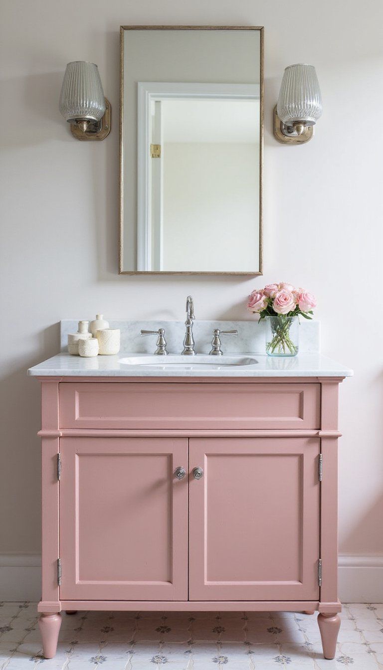 Powder Pink Vanity With Chrome Details