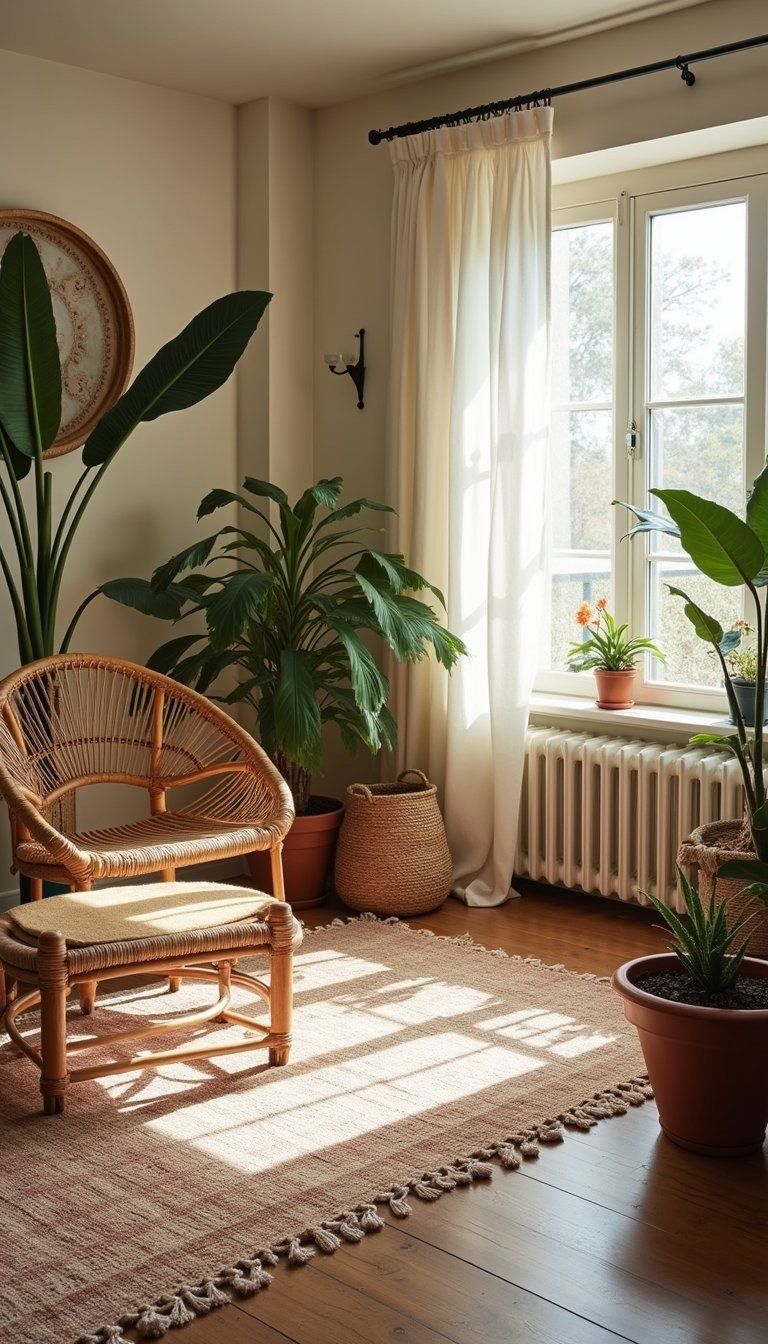 Boho Tassel Rug Over A Vintage Flatweave Base