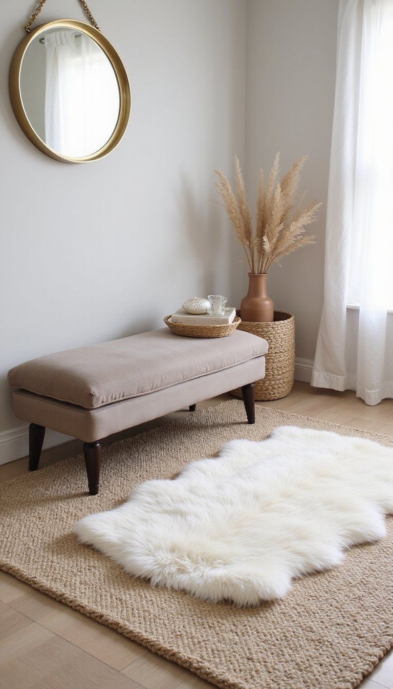 Faux Fur Accent Over Neutral Wool Base