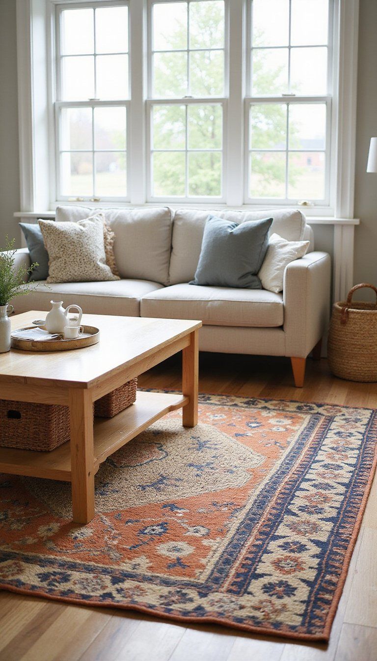 Neutral Jute Base With Patterned Wool Accent