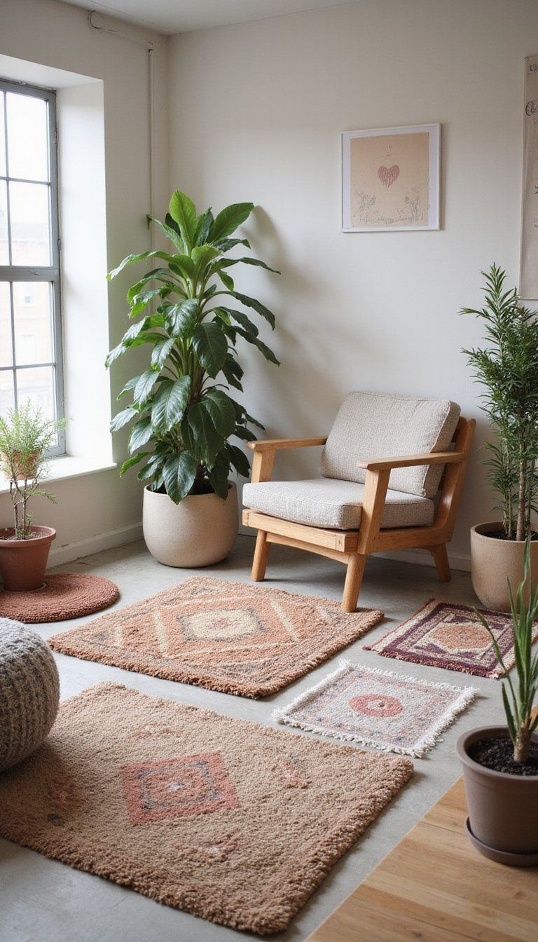 Small Rugs Clustered For Eclectic Floor Collage