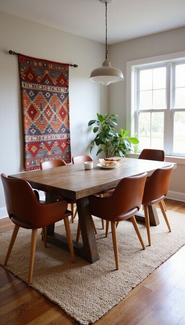 Vintage Kilim Over Sisal For Global Texture