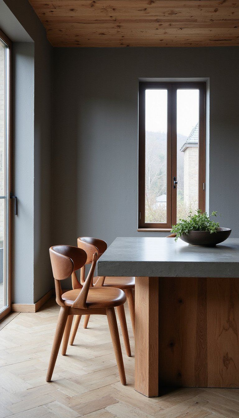 Concrete Top Table With Wood Base Balance