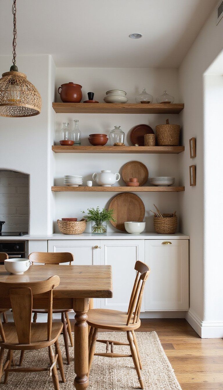 Open Shelving With Styled Earthenware And Glassware