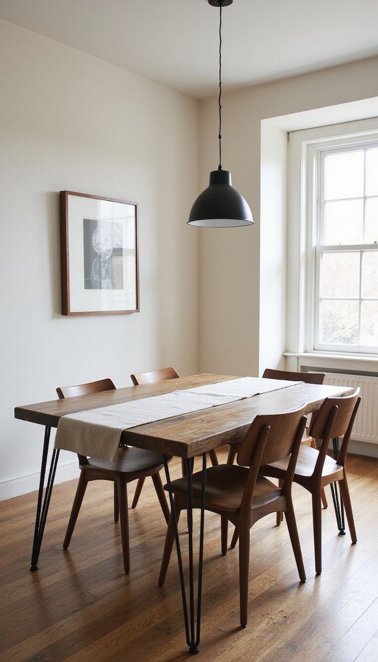 Reclaimed Wood Table With Steel Hairpin Legs