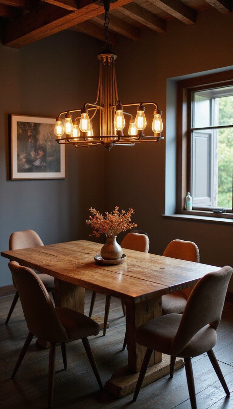 Statement Iron Chandelier With Edison Bulbs