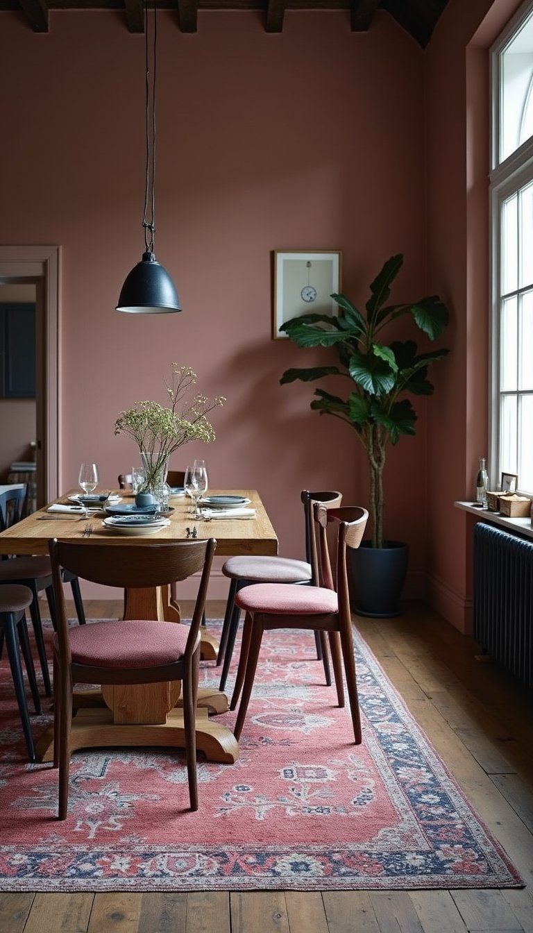 Vintage Rug As Dining Room Anchor Piece