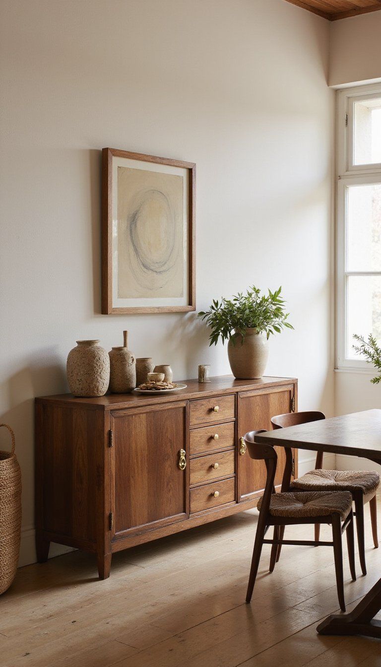 Warm Walnut Sideboard With Matte Hardware
