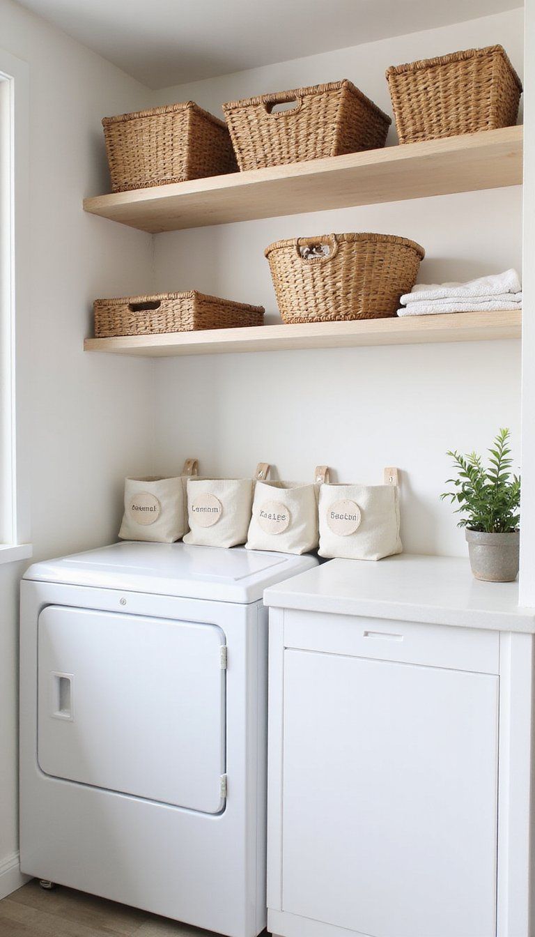 Rattan Baskets And Open Storage Wall Display