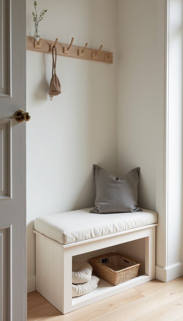 Soft Bouclé Bench With Hidden Storage Compartment