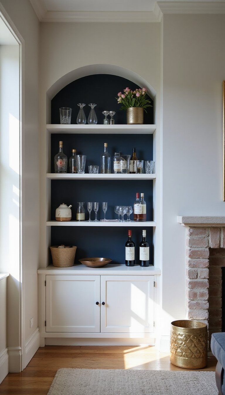 Turn A Bookshelf Into A Mini Bar Station