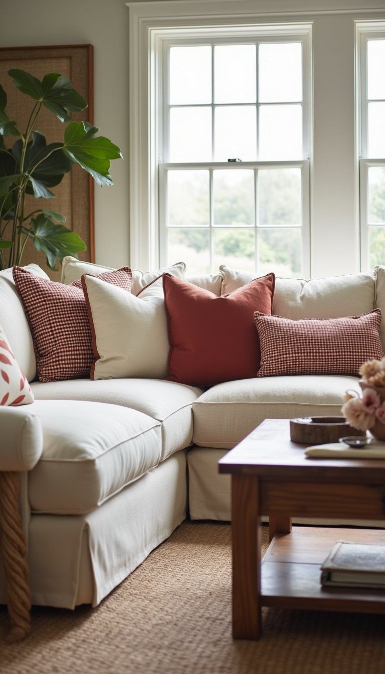 Checker Plaid And Leather Trim Farmhouse Pair