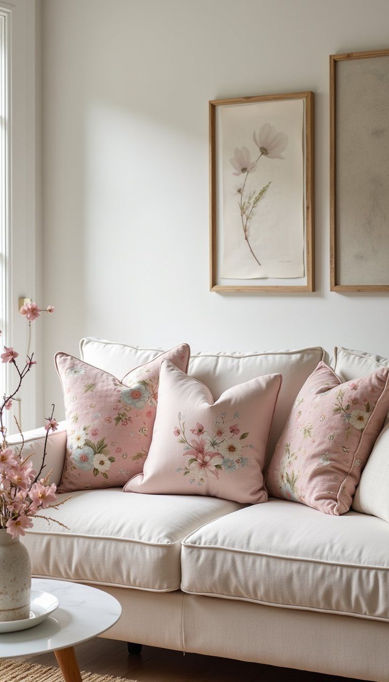 Pastel Bloom Prints For Feminine Living Areas