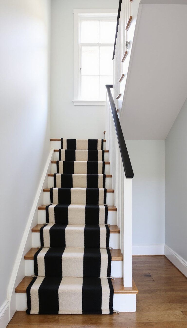 Bold Striped Runner For High-Traffic Stairs