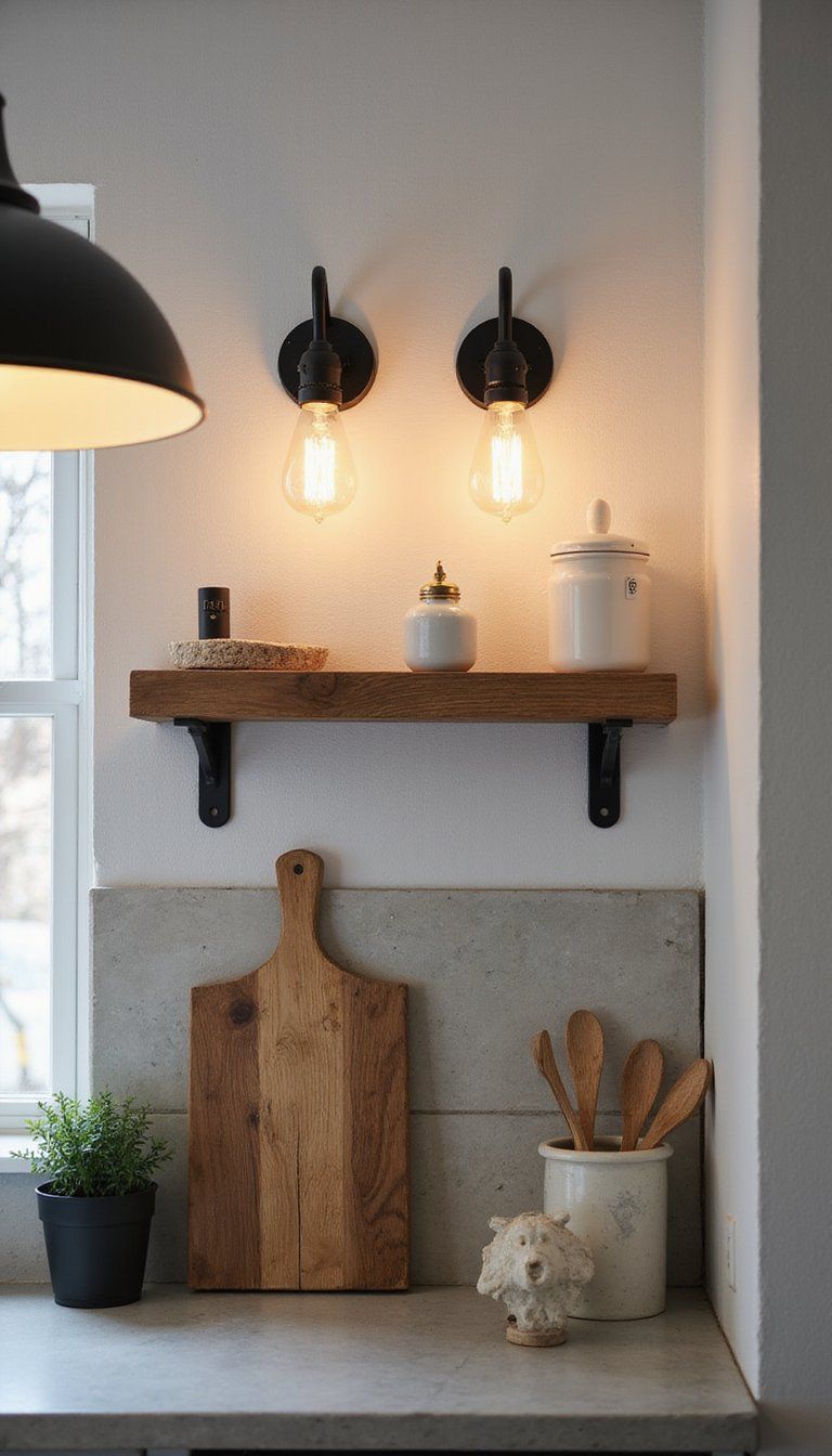 Black Metal Industrial Sconces With Edison Bulbs