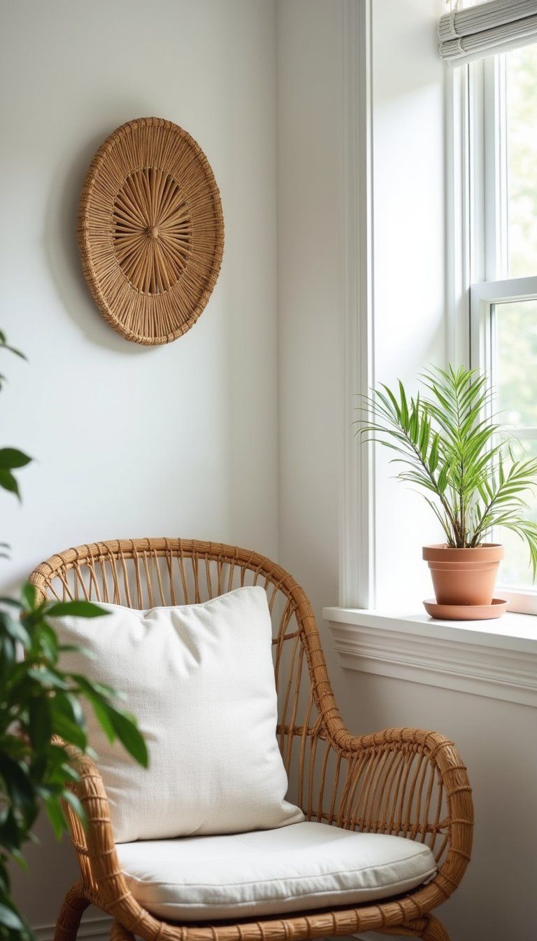 Rattan And Woven Sconces For Warm Texture