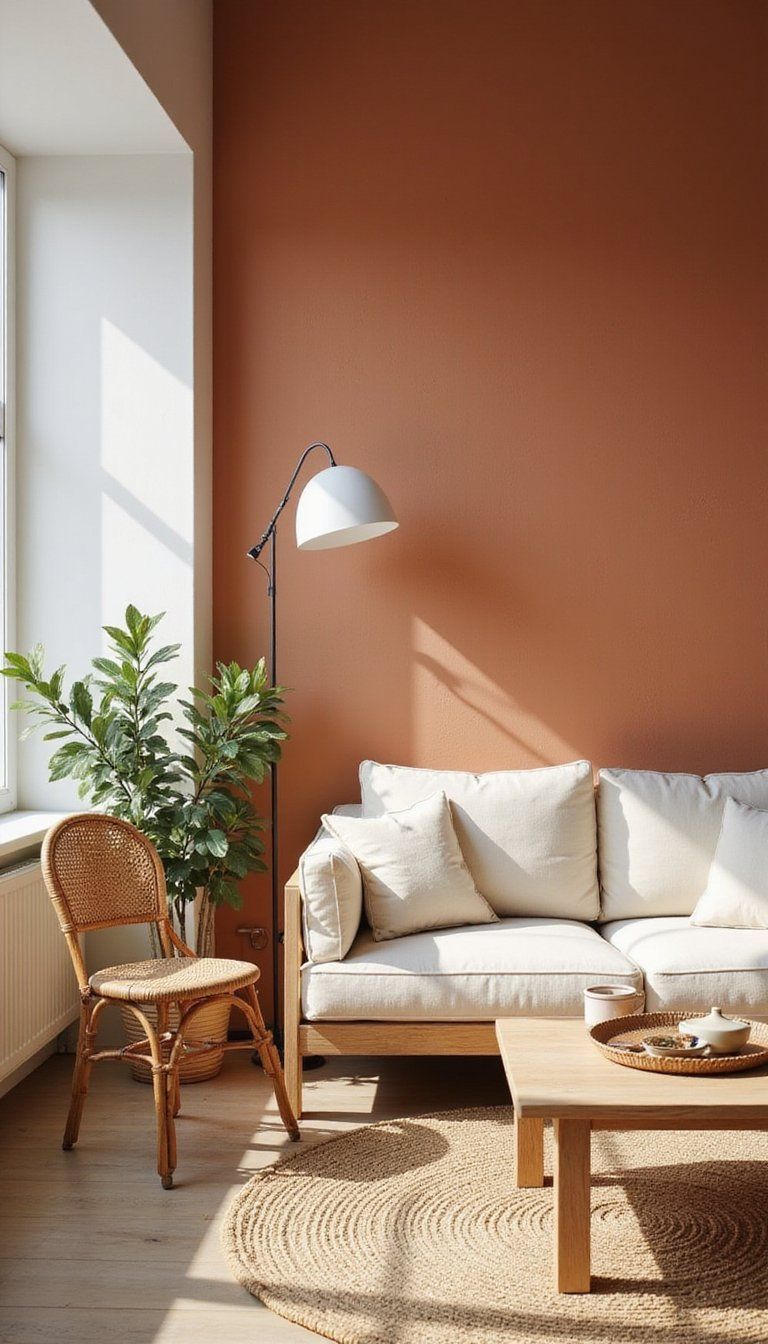 Warm Terracotta Accent Wall For Cozy Living